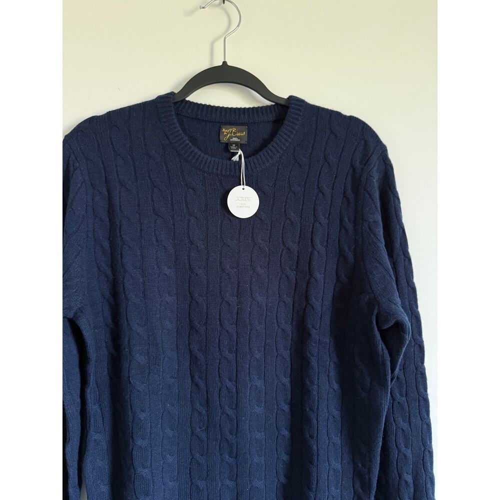 $298 New Men’s J.Crew Cashmere cable-knit sweater - Medium - Navy - Picture 6 of 8